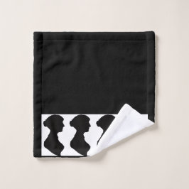 Jane Austen's Silhouette on Black ウォッシュタオル