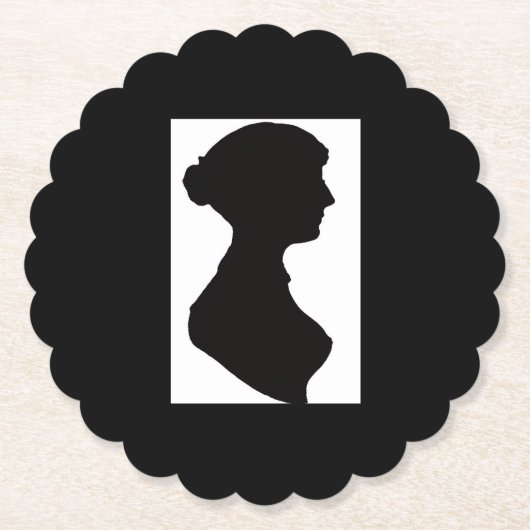 Jane Austen's Silhouette on Black ペーパーコースター (正面)