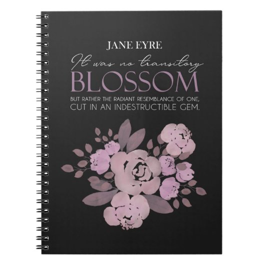 Jane Eyre – 一時的な花なし – バラブラック ノートブック (正面)