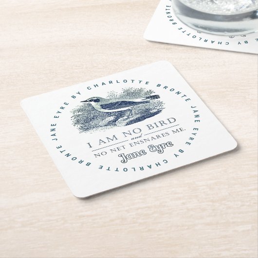 Jane Eyre – 私は鳥ではない – ヴィンテージ鳥 スクエアペーパーコースター (アングル)