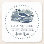 Jane Eyre – 私は鳥ではない – ヴィンテージ鳥 スクエアペーパーコースター (正面)