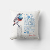 Jane Eyre – 私は鳥ではない – 青い喉の鳥 クッション (正面)