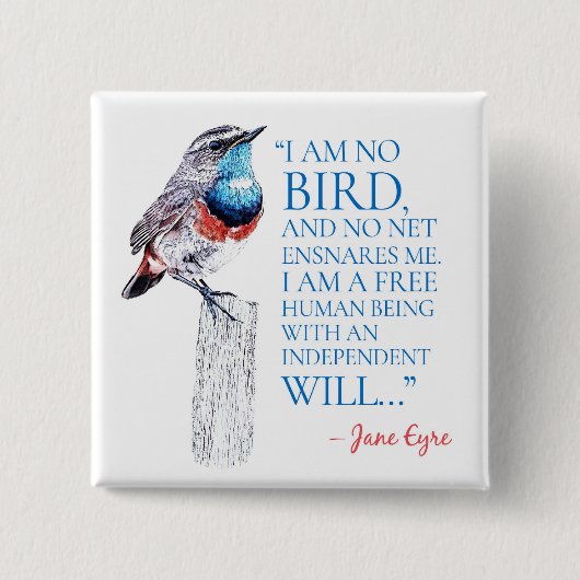 Jane Eyre – 私は鳥ではない – 青い喉の鳥 缶バッジ (正面)