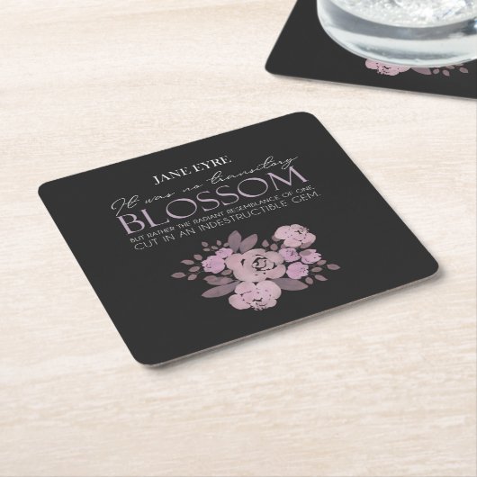 Jane Eyre - No Transit Blossom -バラon Black スクエアペーパーコースター (アングル)