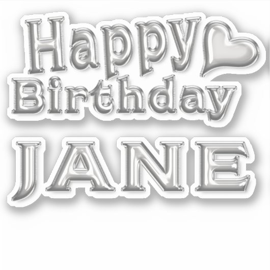 Jane Happy Birthday silver Aufkleber Sticker シール (正面)