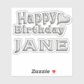 Jane Happy Birthday silver Aufkleber Sticker シール (シート)