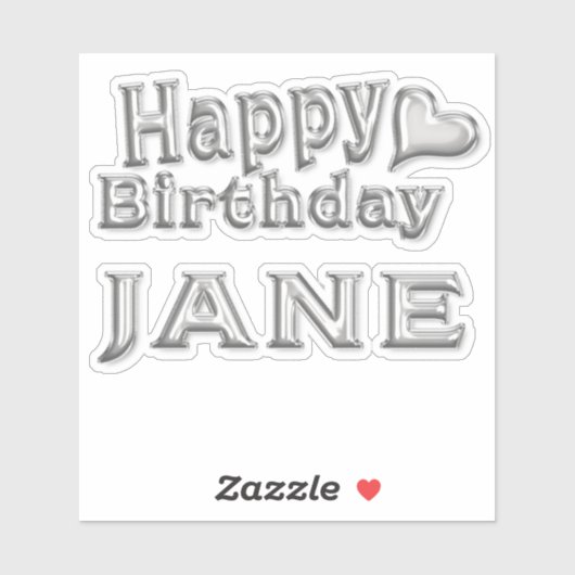 Jane Happy Birthday silver Aufkleber Sticker シール (シート)