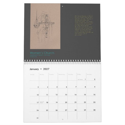 Janejira著建築スケッチのカレンダー2012年 カレンダー (1月 2027)