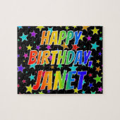 「JANET」名、おもしろい「ハッピーバースデー」 ジグソーパズル (横)