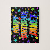 「JANET」名、おもしろい「ハッピーバースデー」 ジグソーパズル (縦)