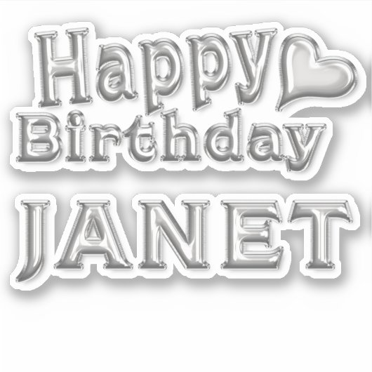 Janet Happy Birthday silver Aufkleber Sticker シール (正面)