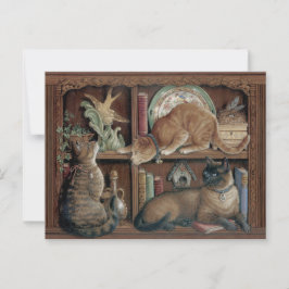 Janet Kruskamp Cats on the bookshelve Postcrossing ポストカード
