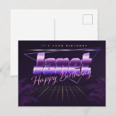 Janet Name Vorname lila Postkarte Geburtstag ポストカード (正面/裏面)