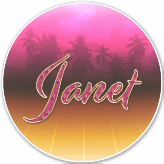 Janet Vorname Name golden pink Aufkleber Sticker シール (正面)