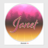 Janet Vorname Name golden pink Aufkleber Sticker シール (シート)
