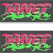 Janet Vorname Name Graffiti Aufkleber Sticker シール (正面)