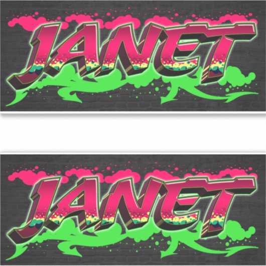 Janet Vorname Name Graffiti Aufkleber Sticker シール (正面)