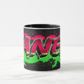 Janet Vorname Name Graffiti red green Tasse マグカップ (中央)