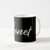 Janet white gold Handwriting Tasse Kaffeetasse コーヒーマグカップ (正面右)
