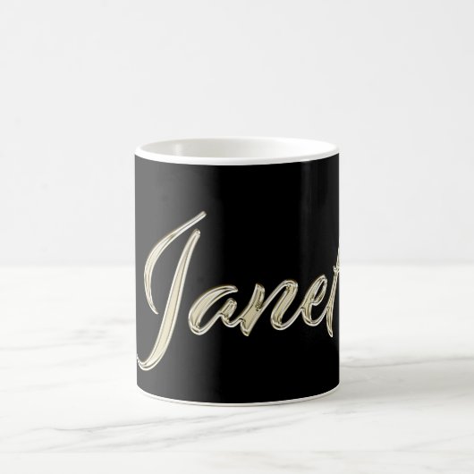 Janet white gold Handwriting Tasse Kaffeetasse コーヒーマグカップ (中央)