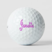 "Janette" ピンクのツートンJanetteネーム ゴルフボール (正面)