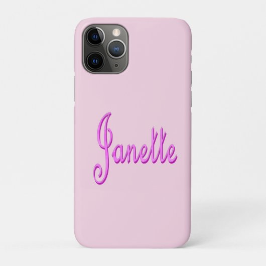 "Janette" ピンクのツートーンJanetteネーム, Case-Mate iPhoneケース (裏)