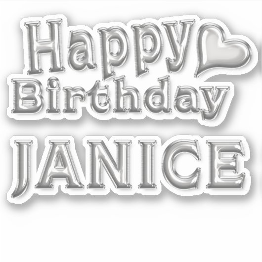Janice Happy Birthday silver Aufkleber Sticker シール (正面)