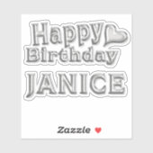 Janice Happy Birthday silver Aufkleber Sticker シール (シート)
