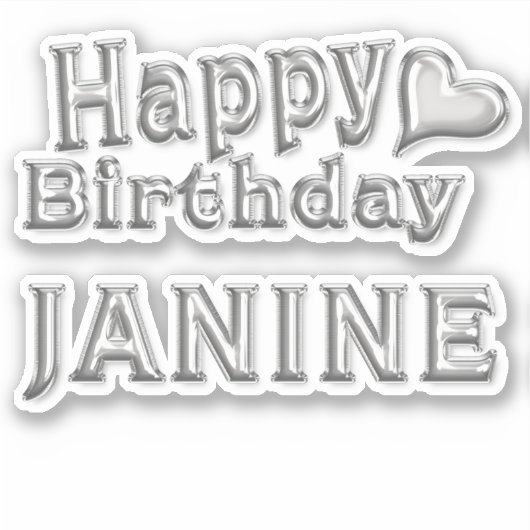 Janine Happy Birthday silver Aufkleber Sticker シール (正面)
