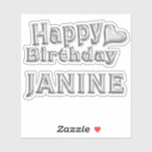 Janine Happy Birthday silver Aufkleber Sticker シール (シート)