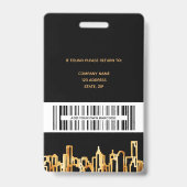 Janitor写真ブラック金ゴールドロゴ都市スカイライン バッジ (裏面)