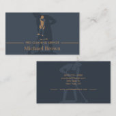 Janitorial Housekeeping Cleaning Pro Men Navy 名刺 (正面/裏面)