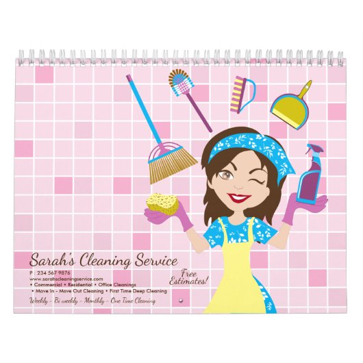 Janitorial Lady House Cleaning Seasons カレンダー (カバー)