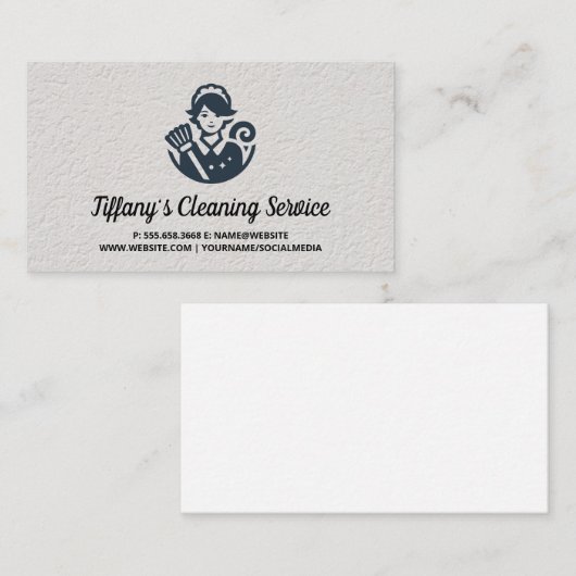 Janitorial Service | Maid Cleaner Logo 名刺 (正面/裏面)