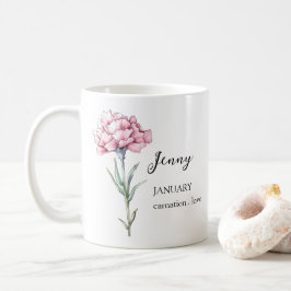 JANUARYカーネーション誕生花月名ギフト コーヒーマグカップ