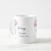 JANUARYカーネーション誕生花月名ギフト コーヒーマグカップ (正面左)