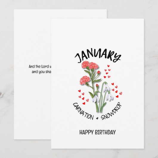 JANUARY誕生月花誕生日カード (正面/裏面)