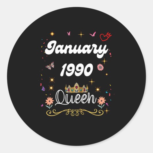 January 1990 Queen Since January 1990 Birthday Gir ラウンドシール (正面)