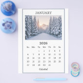 January 2026 Snowy Mountain Calendar Page  チラシ (シングル)