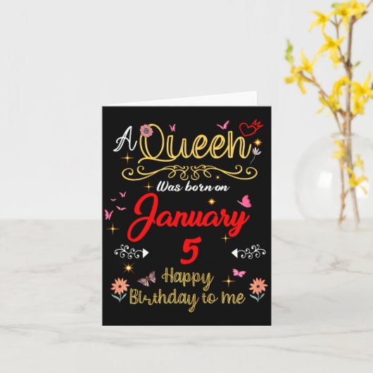 January 5 Birthday A Queen Was Born In 5th January カード (黄色い花)