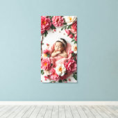 January Birth Flower Baby Girl Portrait キャンバスプリント (インサイチュ (ウッドフロア))
