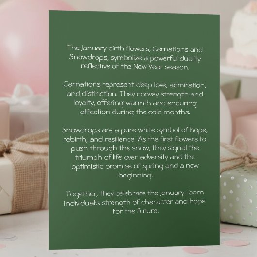 January Birth Flower Birthday Card | Carnations カード