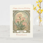 January Birth Flower Carnation Flowers Art  Nouvea カード (黄色い花)