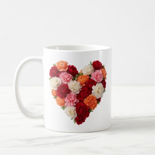 January Birth Flower Carnation Heart コーヒーマグカップ (左)