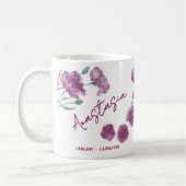 January Birth Flower Custom Name Carnation コーヒーマグカップ (左)