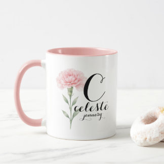 January Birth Flower Mug – Pink Carnation Gift マグカップ