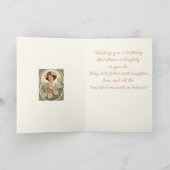 January Birth Flower Pink Dianthus Art Nouveau Sty カード (内部)