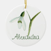 JANUARY Birth Flower Snowdrop Birthday Floral Name セラミックオーナメント (正面)