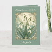 January Birth Flower White Snowdrop Flowers Art No カード (正面)