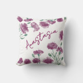 January Birth Month Carnation Personalized クッション (正面)